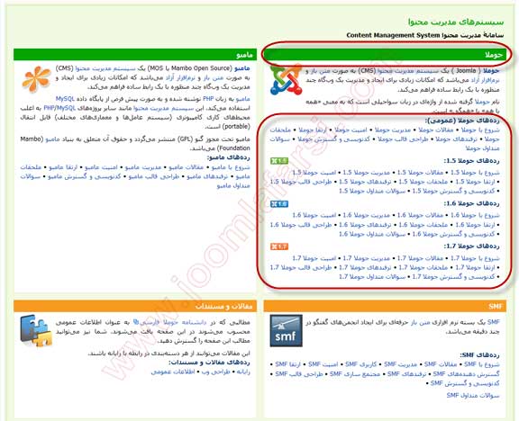 راهنمای استفاده از دانشنامه جوملا فارسی 